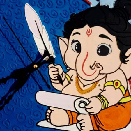 Handcrafted Blue Ganesha Wall Clock